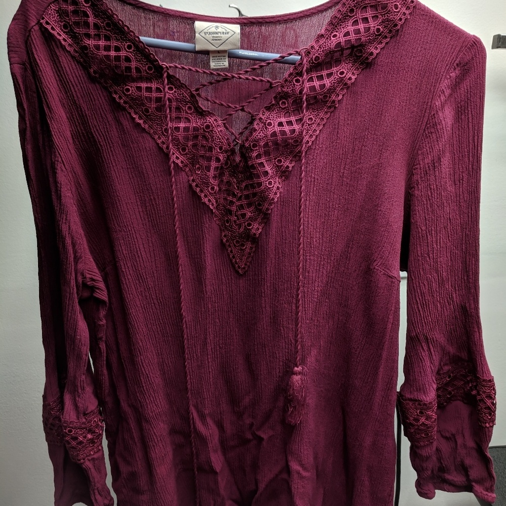 Crochet accented purple blous